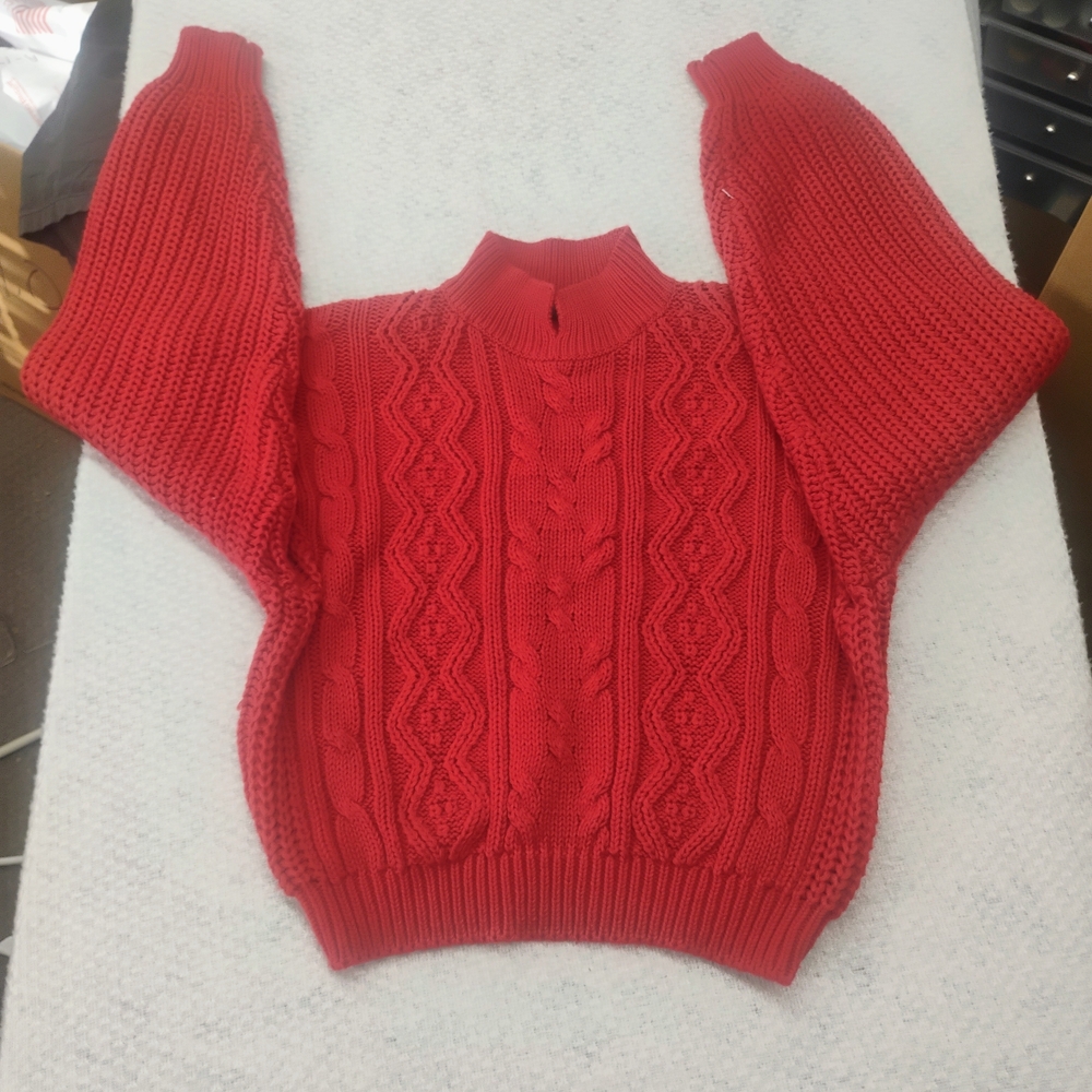 Vintage Hunt Club Red Cable Knit Cropped Sweater Women’s M Y2K 90s Preppy Casual